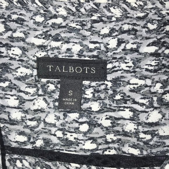 Talbots long sleeve chiffon black and white print shirt size small - Picture 2 of 6